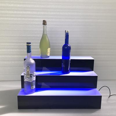 China Acrylic With Led Light 3 Stage LED Light Bar Beams Liquor Shelf Wine Display Rack Illuminated Home Bar Serving Shelf for sale