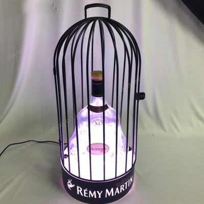 China Stores Wholesale LED Metal Birdcage Bottle Glorifier Case Display For Brandy for sale