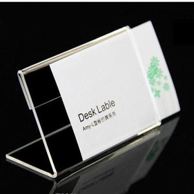 China Home Use Clear L Shape Acrylic Table Sign Price Tag Display Paper Promotion Card Holder Stand High Quality for sale