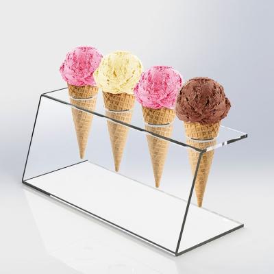 China Clear Ice Cream Stand Acrylic Perspex Ice Cream Cone Holder for Gelato Ice Cream Vans and Shops AD97006 for sale