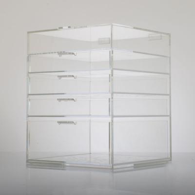 China Retail Store Or Exhibition Glass Display Cabinet With Glass Shelves Separate Storage Area for sale