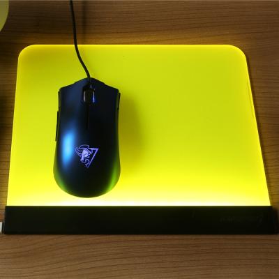 China USD Power Glow Fluorescent Cube Acrylic Gaming Mouse Pad With LED Backlight AD97019 for sale