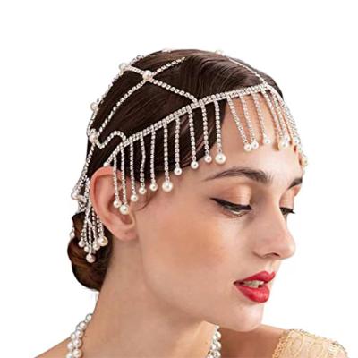 China Fashion Hot Selling Fashion Hair Chain Bridal Handmade Crystal Rhinestone Woven Hair Band For Women for sale