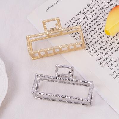 China Fashionable Square Hollow Wash Hair Clip European and American Style Outdoor Creative Design Rectangle Alloy Jaw Clips Geometric for sale