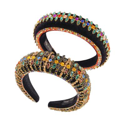 China European and American luxury handmade baroque style jewelry accessories elegant faux stone women's crystal hard headbands for sale