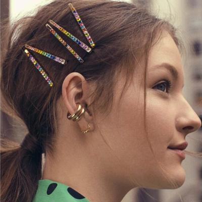 China Fashion& Latest 3Pcs/Set Casual Fashionable Multi Color Crystal Hair Clip Set Sweet Candy Color Claw Setting Rhinestone Crystal Hair Pin for sale