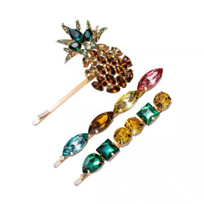 China Fashion& Geometric Round Oval Crystal Pins Hairpins Crystal Pineapple Hairpins Women's Casual Colorful Hairpins Hair Jewelry Gifts Accessories for sale