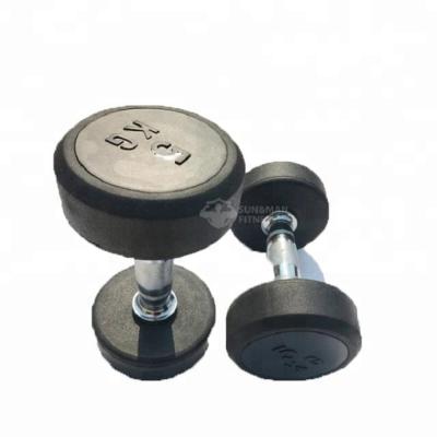 China Universal Fixed Head Round Rubber Dumbbell For Gym Use for sale