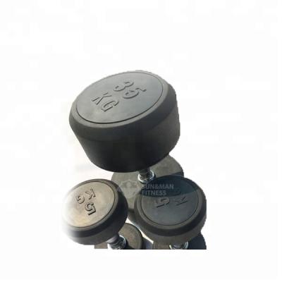 China black rubber covered dumbbell free weights around rubber dumbbell for sale