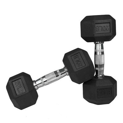 China Custom Commercial Rubber Covered Dumbbell Hex Dumbbell Set for sale