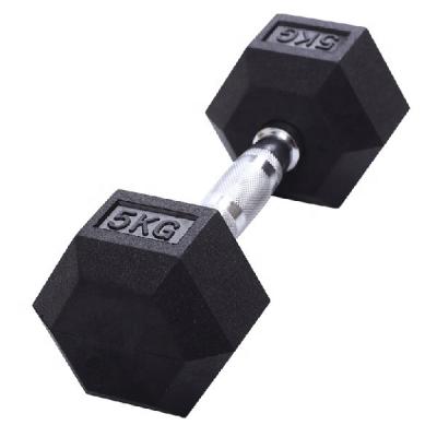 China Dumbbell Rubber Covered Hex Gym Rubber Dumbbells Set On Sale for sale