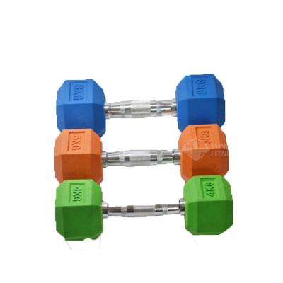 China rubber covered dumbbell hex dumbbell for wholesale for sale