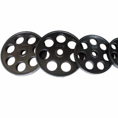 China Eco - Friendly Gym 7 Holes Barbell Weight Plate Rubber Cover for sale