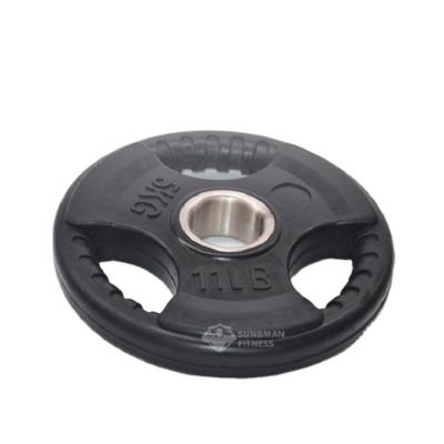 China Eco - Friendly Professional Rubber Barbell Weight Plate 50mm With Grip for sale