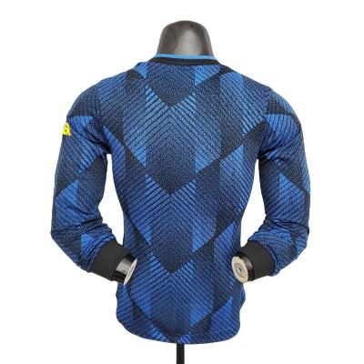 China Best Selling Men's Long Sleeve Slim Fit Design Breathable Long Sleeve Jersey Soccer Training Wear Blue Custom Football Tank Tops for sale