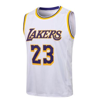 China Laker Team Breathable Wholesale New Season N-Ba Basketball Tank Top White Simple Design With Custom Logo for sale