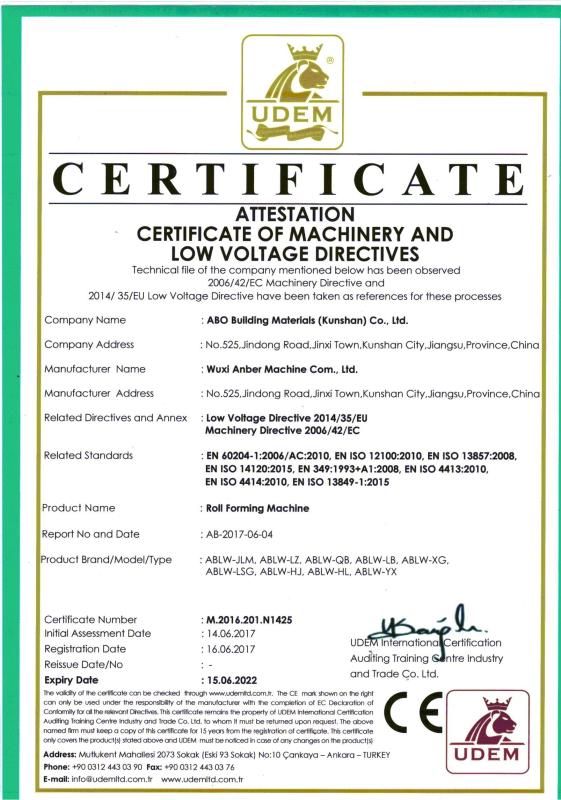 CE - Wuxi Anber Machine Co., Ltd.