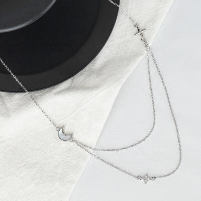 China Luxury Fancy Chenqi Sterling Silver 925 Necklace Girls Accessories CLASSIC Link Chain Jewelry Good Selling Elegant Moon Necklace Pendant for sale