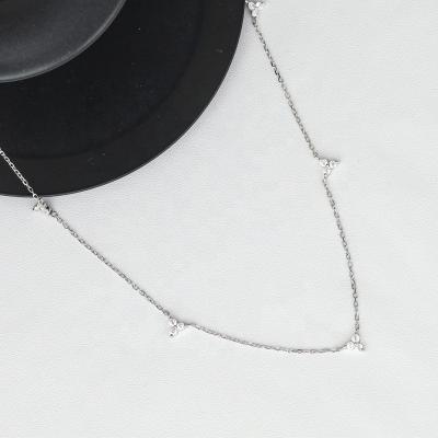 China ChenQi CLASSIC Sterling Silver 925 Silver Zircon Triple Decoration Choker Necklace Triangle Jewelry Accessories For Female for sale