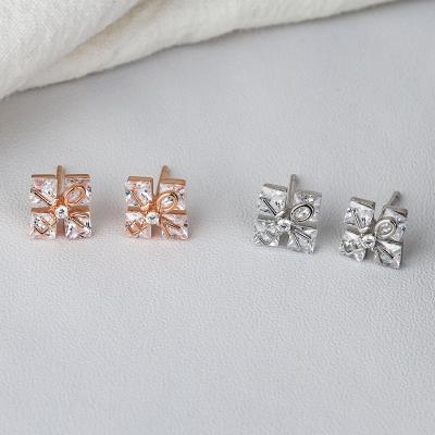 China Chenqi Cute Sterling Silver 925 Fashion Earrings Characters LOVE Square Cube Zircon Jewelry Party Accessories For Female for sale