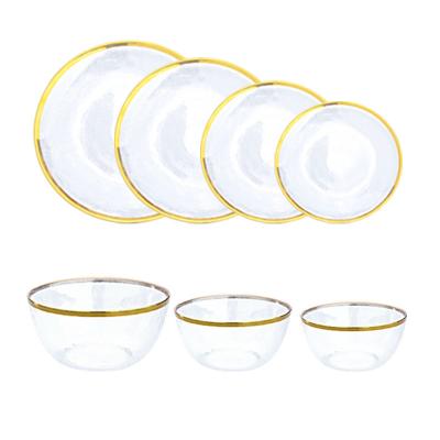 China Viable Gold Rim Salad Bowl High Quality Glass Ice Bowl for sale