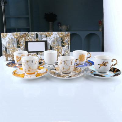 China Viable High Quality Floral Porcelain Tea Set Six Sets Coffee Tea Cups for sale