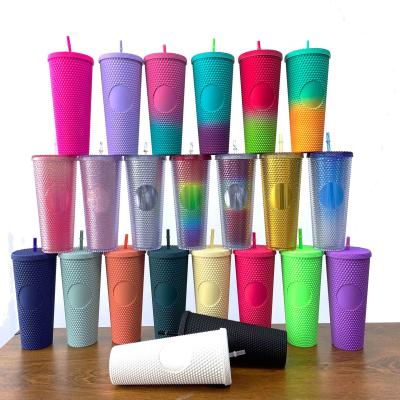 China Matte Studded Tumbler With Lid and Straw 24oz/710ml Venti Viable Customizable Studded Tumbler for sale