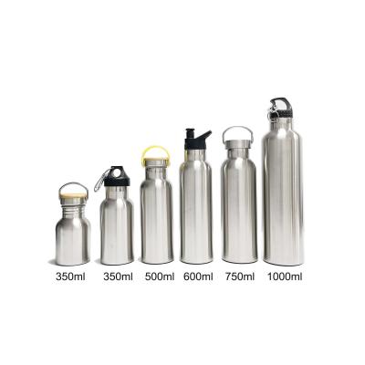 China Minimalist 750ml Thermos Flask Double Wall Powder Coating Vacuum Insulated Stainless Steel Wide Mouth Water Bottle With Bamboo Lid for sale