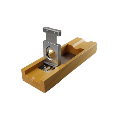 China Easy Clean Cigar Cutter And Ashtray Wood Two In One Combination Cigar Creative Straight Ashtrays for sale