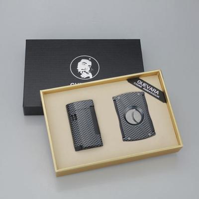 China Creative Cutter Portable Custom Cigar Lighter Guevara Gift Set Two Piece Smoking Set for sale