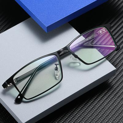 China For Computer Anti Blue Light Glasses 2021 Small Clear Square Light Blue Metal Blocking Protective Myopia Glasses For Men for sale