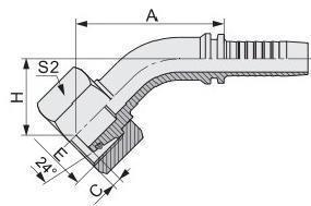 China Hydraulic Hose Fitting 45 Elbow Metric Female 24 Cone Seat Heavy Series DIN Standard for sale