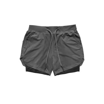 China 2021 new Anti-wrinkle men's sports running shorts casual jogging shorts pocket double layer men's fitness shorts for sale