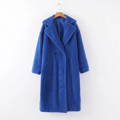 China Anti-wrinkle winter casual trend solid pocket lamb hair coats long cotton coat warm women 2021 for sale