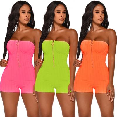 China 2021 Fashion Viable Hot Sexy Sleeveless Tube Top New Product Ultra Short One Piece Overalls Women Club Overalls for sale