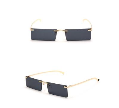 China Fashion Design Luxury Men's Rimless Sunglasses 2022 Mirror Shades Small Rectangle Women Wholesale Sunglass for sale