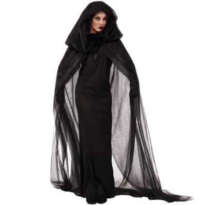 China Black Polyester Cloth Long Halloween Cosplay Women Hell Witch Devil Vampire Dress Party Cosplay Uniform Day Of The Dead Opera Costume for sale