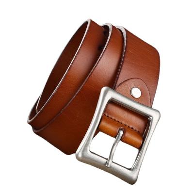 China Comvarious Head Layer Cowhide Leather Belt Youth Simple Buckle Pin Buckle Handmade Male Leather Pin Buckle Belt Youth Simple Dress Belt for sale