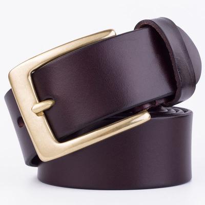 China Comvarious Brass Pin Buckle Comvarious Casual Pin Buckle Men's Pin Buckle Belt Layer Cowhide Genuine Leather Main Belt for sale