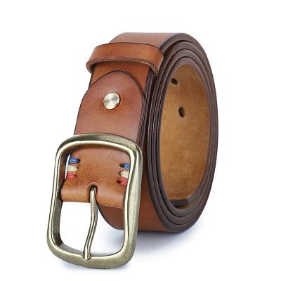 China Comvarious 2022 New Men's Brand Pin Buckle Belt Cowhide Buckle Pin Buckle Pants Belt Copper Stain Wholesale Vintage Casual Head for sale