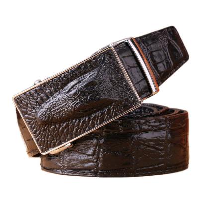 China Comvarious Automatic Men's Crocodile Buckle Buckle Crocodile Grain Buckle Genuine Leather Business Genuine Leather Belt Men for sale