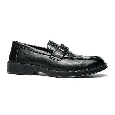 China Wholesale Retail Comvarious Waterproof Men's Grain Blucher Leather Loafer Woven Formal Black Casual Dress Shoes for sale