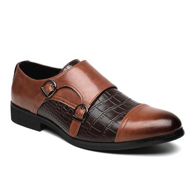 China Round British Design Business Shoe Tending Fashion Classic Durable Monk Strap Leather Men Dress Shoes for sale