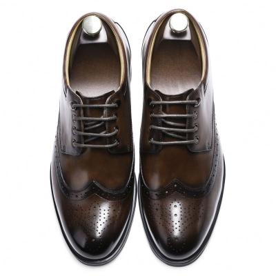 China Breathable Derby Shoes Classic Brogue Embossed Hand Polished Leather Elegant Shoes for sale