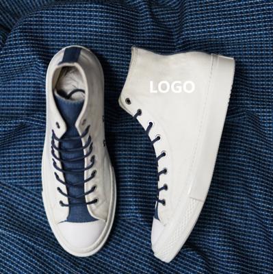 China Cushioning Custom Shoes Factory Customized Logo Flat Sole High Top Canvas Shoes Men's OEM Fashionable OEM Shoes for sale