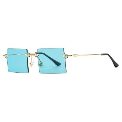 China Newest Style Rimless Square Fashion Sunglasses Big Simple Style Diamond Cut Fashionable Sunglasses For Man Woman for sale