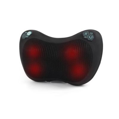 China Neck Shoulder Massage Pillow Portable Infrared Shiatsu Heating Electric Back Massager with Heat 3D Fabric Deep Kneading Pillow for sale