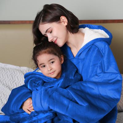 China Hot sale anti-static one size for all oversized wearable sherpa hoodie blanket comfortable for adult kids for sale