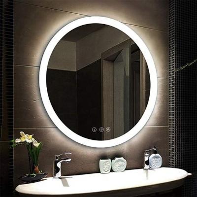 China 3000-6500K LED color temperature changing Led mirrors bathroom mirror with led light wall oval shape metal frame for sale