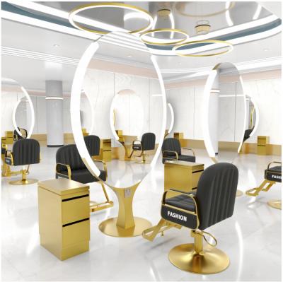 China Personalized High Quality Large Full Length Gold Styling Barber Salon Furniture Wall Mounted Hairdressing Makeup Led Beauty Salon Mirror for sale